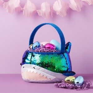 Sequin shark Basket - Blue and Black Easter/ trick or treat